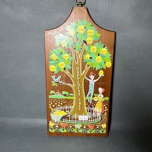 Vintage Happiness Tree Nordic Folk art Scandinavian Wall Plaque Wood